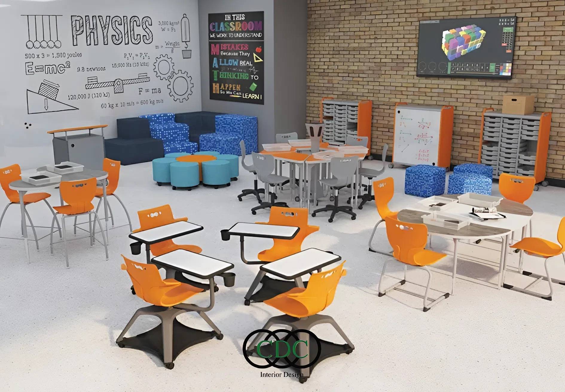 màu sắc nội thất trường học 