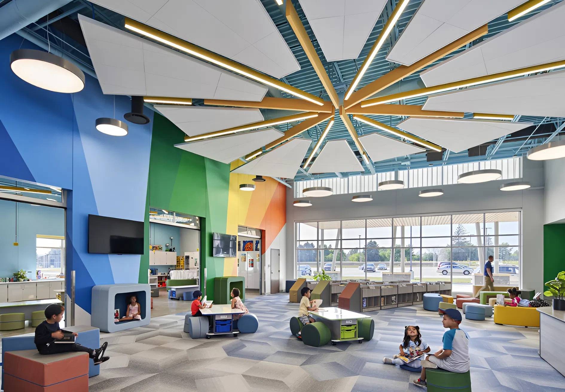 màu sắc nội thất trường học 