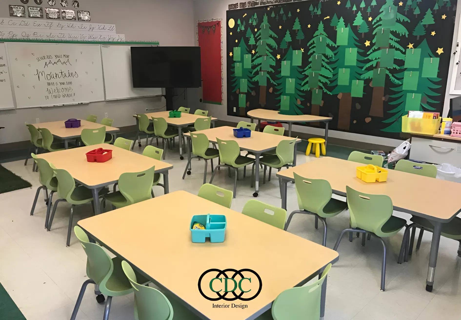 màu sắc nội thất trường học 