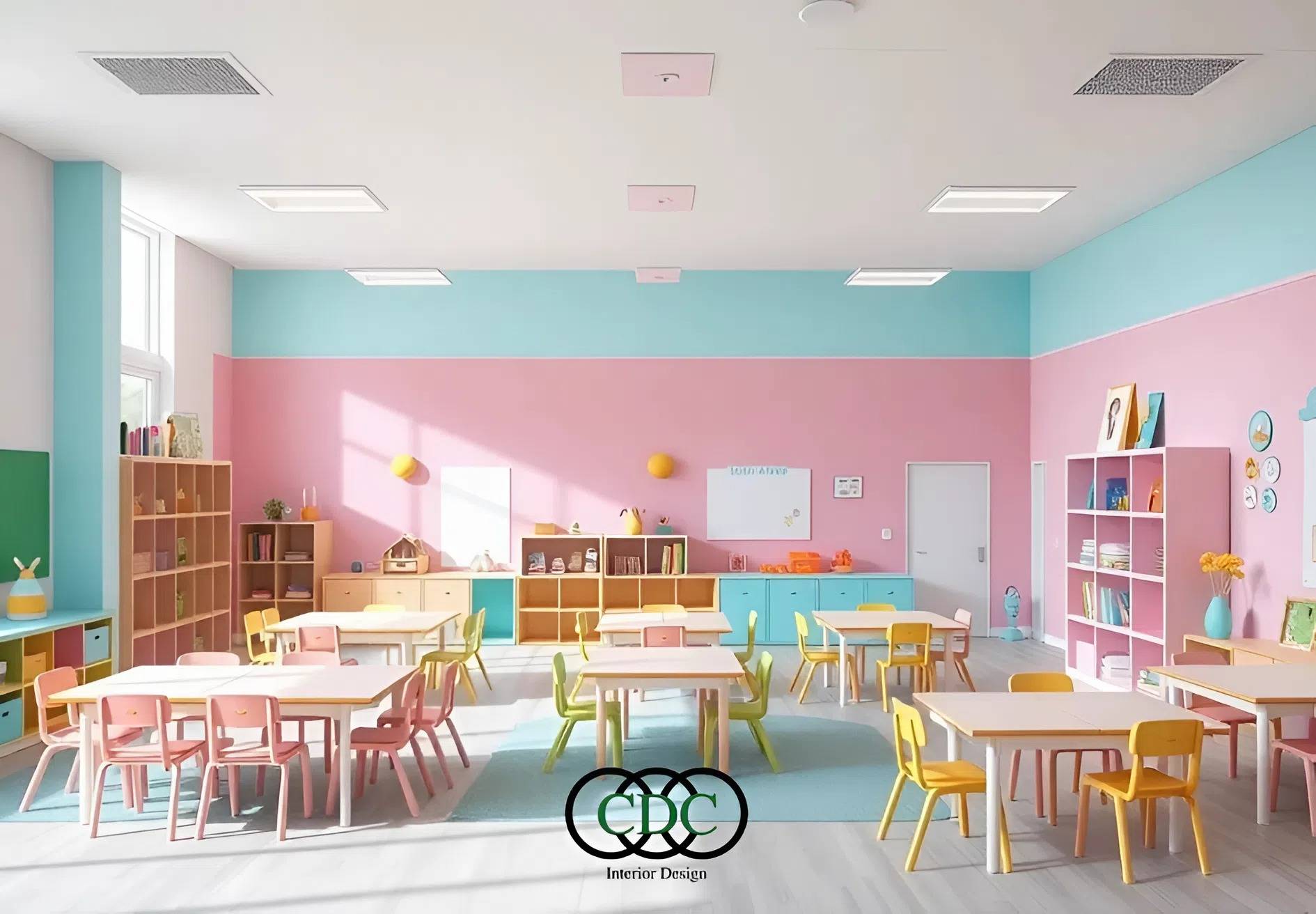 màu sắc nội thất trường học 