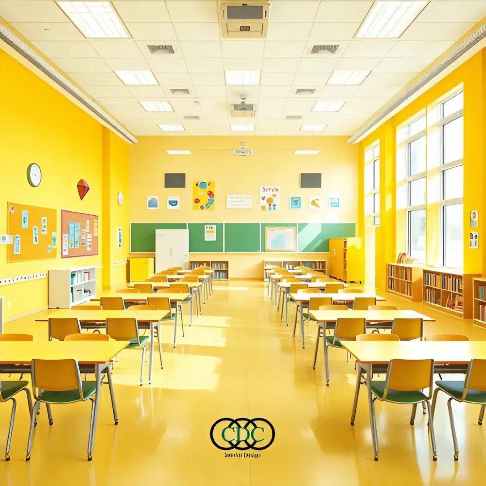 màu sắc nội thất trường học 