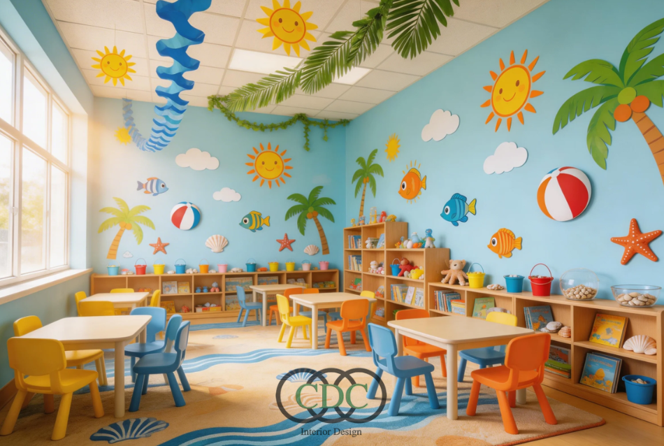 Trang trí lớp mầm non mùa hè