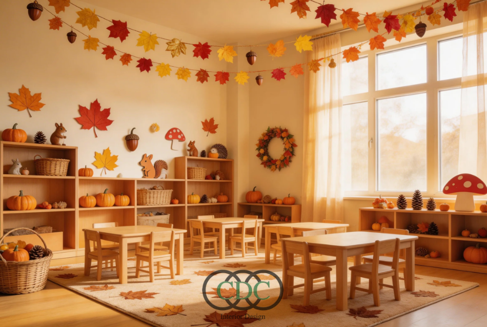 Trang trí lớp mầm non mùa thu