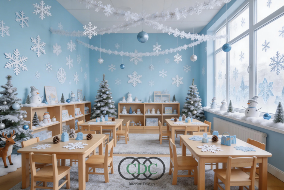 Trang trí lớp mầm non mùa đông